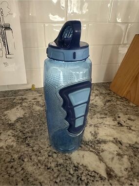 Blue BPA-Free Sports Water Bottle with Flip-Top Lid